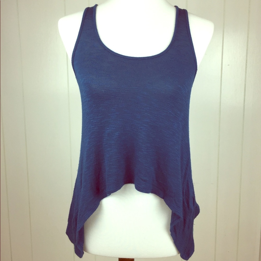 Michelle Dark Blue Asymmetrical Womens Tank Top